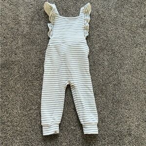 Little Sleepies Baby Girl Fog Striped Ruffle Overalls, Size 12-18 Months